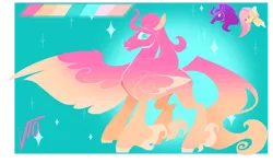 Size: 1280x761 | Tagged: safe, artist:viodacreator, derpibooru import, fluttershy, oc, hybrid, pony, windigo, color palette, hoof fluff, image, interspecies offspring, long feather, offspring, one wing out, parent:fluttershy, parent:windigo, parents:canon x oc, png, solo, windigo oc, wings