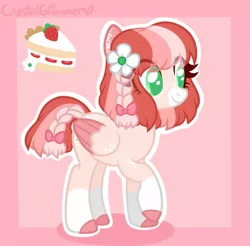 Size: 1500x1474 | Tagged: safe, artist:owlity, derpibooru import, oc, oc:baby cakes, unofficial characters only, pegasus, pony, braid, female, flower, flower in hair, image, jpeg, simple background, smiling, solo