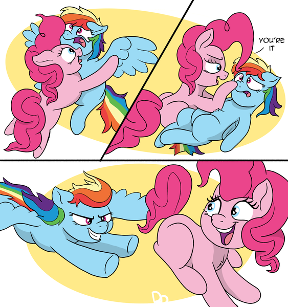 Size: 2406x2566 | Tagged: safe, artist:doodledonutart, derpibooru import, pinkie pie, rainbow dash, earth pony, pegasus, pony, comic, image, png, wings