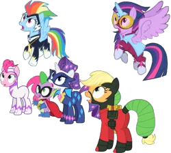 Size: 969x869 | Tagged: safe, artist:pascalmulokozi2, derpibooru import, edit, edited screencap, screencap, applejack, fili-second, humdrum, masked matter-horn, mistress marevelous, pinkie pie, radiance, rainbow dash, rarity, spike, twilight sparkle, twilight sparkle (alicorn), zapp, alicorn, earth pony, pegasus, pony, unicorn, power ponies (episode), season 4, butt, image, plot, png, power ponies, shocked, shocked expression, shocked eyes, simple background, surprised, surprised face, transparent background
