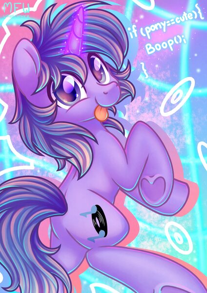 Size: 2480x3508 | Tagged: safe, artist:musicfirewind, derpibooru import, oc, oc:techno drift, unofficial characters only, pony, unicorn, :p, glow, glowing horn, high res, horn, image, jpeg, looking at you, solo, tongue out