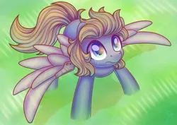 Size: 3508x2480 | Tagged: safe, artist:musicfirewind, derpibooru import, oc, oc:long jump, unofficial characters only, pegasus, pony, amputee, artificial wings, augmented, high res, image, jpeg, looking up, prosthetic limb, prosthetic wing, prosthetics, solo, spread wings, wings