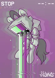 Size: 2480x3508 | Tagged: safe, alternate version, artist:musicfirewind, derpibooru import, oc, oc:mono, unofficial characters only, earth pony, hybrid, pony, clothes, crying, floating, hand, high res, image, jpeg, limited palette, solo, television