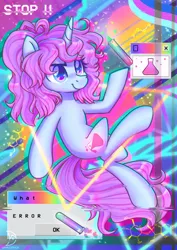Size: 2480x3508 | Tagged: safe, artist:musicfirewind, derpibooru import, oc, oc:blithe, unofficial characters only, pony, unicorn, high res, image, jpeg, retrowave, solo, test tube