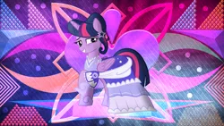 Size: 3840x2160 | Tagged: safe, artist:laszlvfx, artist:shootingstarsentry, derpibooru import, edit, twilight sparkle, twilight sparkle (alicorn), alicorn, pony, clothes, dress, image, png, solo, wallpaper, wallpaper edit