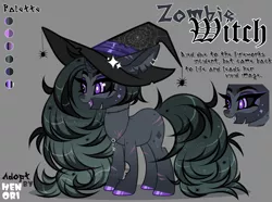 Size: 4300x3200 | Tagged: safe, artist:henorinya, derpibooru import, oc, unofficial characters only, pony, undead, zombie, zombie pony, bust, duo, ear fluff, ear piercing, earring, female, hat, hoof polish, image, jewelry, mare, necklace, piercing, png, witch hat