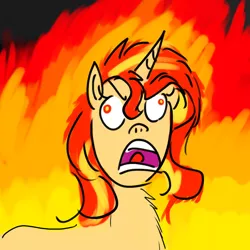 Size: 1280x1280 | Tagged: safe, artist:horsesplease, derpibooru import, sunset shimmer, ponified, pony, unicorn, angry, derp, fiery shimmer, fire, fuuuu, image, jpeg, meme, rage comic, rage face, rage guy, screaming
