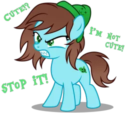 Size: 3800x3430 | Tagged: safe, artist:strategypony, derpibooru import, oc, oc:neko, unofficial characters only, earth pony, pony, angry, beanie, blatant lies, cute, dialogue, earth pony oc, female, filly, foal, hat, i'm not cute, image, liar, madorable, png, sharp teeth, simple background, teeth, text, transparent background, tsundere, younger