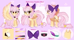 Size: 4160x2269 | Tagged: safe, artist:2pandita, derpibooru import, oc, oc:tender mist, pegasus, pony, bow, female, hair, image, mare, png, reference sheet, solo