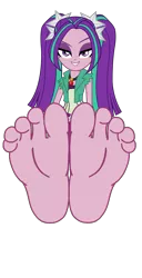 Size: 2100x4100 | Tagged: safe, derpibooru import, edit, aria blaze, equestria girls, rainbow rocks, barefoot, base, base used, evil grin, feet, female, fetish, foot fetish, foot focus, gem, grin, high res, image, looking at you, pigtails, png, simple background, siren gem, smiling, smiling at you, soles, solo, toes, transparent background, vector