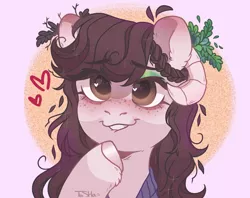 Size: 2749x2182 | Tagged: safe, artist:tohanah, derpibooru import, oc, unofficial characters only, pony, braid, bust, clothes, female, heart, heart eyes, horns, image, jpeg, lip bite, mare, thinking, wingding eyes