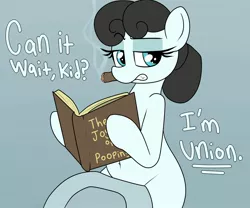 Size: 2400x2000 | Tagged: safe, artist:datte-before-dawn, oc, oc:kohlette, ponified, unofficial characters only, object pony, original species, pony, toilet pony, book, but why, cigar, dialogue, female, image, jpeg, lidded eyes, mare, reading, simple background, smoking, toilet