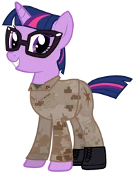 Size: 700x890 | Tagged: safe, artist:edy_january, derpibooru import, edit, vector edit, sci-twi, twilight sparkle, unicorn, american, boots, camouflage, clothes, glasses, image, marine, marines, military, military pony, military uniform, png, shoes, short hair, short tail, simple background, tail, transparent background, uniform, united states, usmc, vector