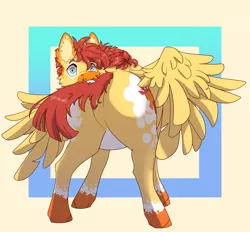 Size: 2756x2562 | Tagged: safe, artist:sunstriderart, derpibooru import, oc, oc:sunstrider, unofficial characters only, pegasus, pony, behaving like a dog, biting, butt, caught, featureless crotch, image, jpeg, looking at you, plot, solo, spread wings, surprised, tail, tail bite, wide eyes, wings