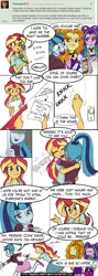 Size: 750x2100 | Tagged: safe, artist:burning-heart-brony, derpibooru import, adagio dazzle, aria blaze, sonata dusk, sunset shimmer, equestria girls, 2016, ask, comic, female, gem, hug, image, phone, png, siren gem, the dazzlings