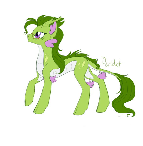 Size: 1447x1479 | Tagged: safe, artist:alicemaple, derpibooru import, edit, oc, oc:peridot (alicemaple), unofficial characters only, dracony, hybrid, pony, cloven hooves, cropped, female, glasses, horns, image, interspecies offspring, mare, offspring, parent:rarity, parent:spike, parents:sparity, png, simple background, transparent background