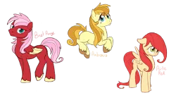 Size: 2359x1344 | Tagged: safe, artist:alicemaple, derpibooru import, edit, oc, oc:airlie red, oc:ambrosia (alicemaple), oc:binet rouge, unofficial characters only, earth pony, pegasus, pony, colored wings, colored wingtips, cropped, female, freckles, image, mare, offspring, parent:big macintosh, parent:fluttershy, parents:fluttermac, png, siblings, simple background, sisters, smiling, transparent background, trio, unshorn fetlocks, wings