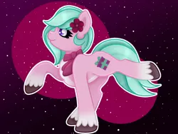 Size: 2000x1500 | Tagged: safe, artist:sweetcream686, derpibooru import, earth pony, pony, clothes, coat markings, cute, dahlia, flower, flower in hair, g4, g5, g5 to g4, generation leap, image, jpeg, scarf, socks (coat marking), solo