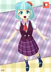 Size: 848x1200 | Tagged: safe, artist:uotapo, derpibooru import, coco pommel, equestria girls, clothes, cocobetes, crystal prep academy uniform, cute, equestria girls-ified, female, image, jpeg, open mouth, school uniform, solo