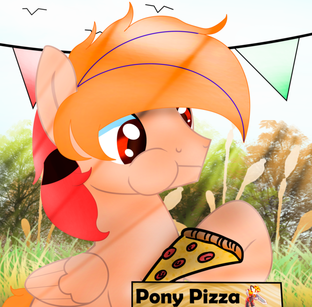 Size: 4148x4080 | Tagged: safe, artist:fededash, derpibooru import, oc, oc:fededash, oc:oaky, food pony, original species, pegasus, pizza pony, background, crepuscular rays, eating, food, glasses, image, pegasus oc, pizza, pizza box, png, tree, wings