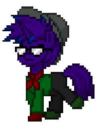 Size: 736x944 | Tagged: safe, artist:gloomy brony, derpibooru import, oc, oc:gloomy brony, pony, unicorn, pony town, animated, clothes, colt, cosplay, costume, foal, gif, glasses, gloves, hat, image, josé arcadio morales, male, mental omega, red alert, red alert 2, simple background, solo, teenager, transparent background, westwood, westwood studios