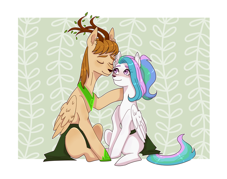 Size: 2445x1930 | Tagged: safe, derpibooru import, princess celestia, oc, oc:king mirael, deer, deer pony, original species, peryton, clothes, deerified, image, loincloth, png, species swap, tribal, wings