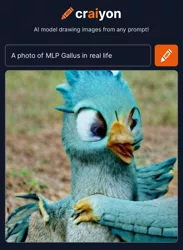 Size: 1162x1591 | Tagged: safe, craiyon, dall·e mini, derpibooru import, machine learning generated, gallus, gryphon, artificial intelligence, image, irl, open mouth, photo, png, realistic, solo