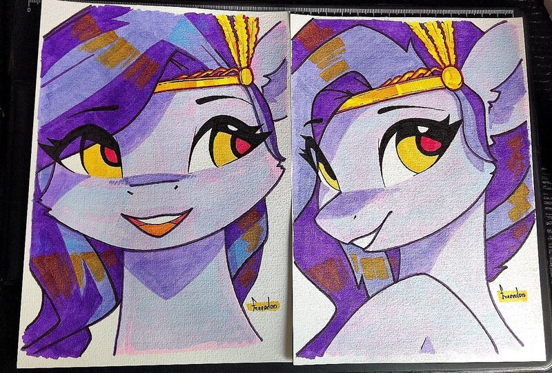 Size: 1280x866 | Tagged: safe, artist:freeedon, derpibooru import, part of a set, pipp petals, pegasus, pony, bust, female, g5, headband, image, jewelry, jpeg, mare, regalia, solo, traditional art