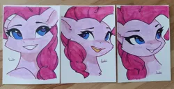 Size: 1280x662 | Tagged: safe, artist:freeedon, derpibooru import, part of a set, pinkie pie, earth pony, pony, bust, image, jpeg, solo, traditional art