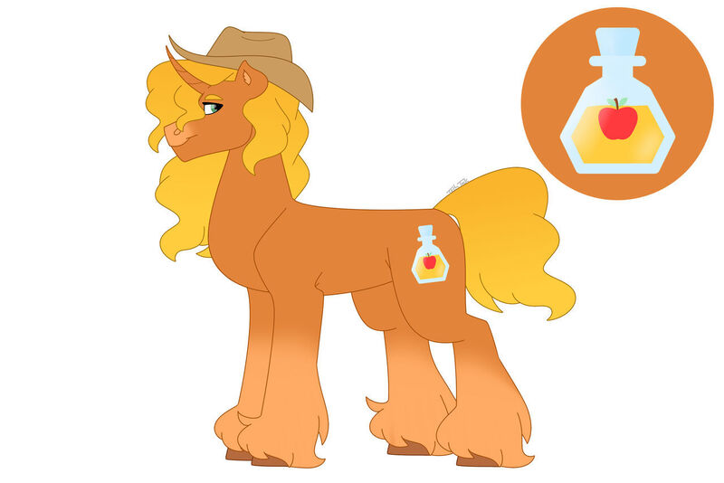 Size: 1280x854 | Tagged: safe, artist:itstechtock, derpibooru import, oc, pony, unicorn, hat, image, jpeg, male, offspring, parent:applejack, parent:prince blueblood, parents:bluejack, simple background, solo, stallion, white background