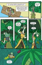 Size: 1988x3056 | Tagged: safe, artist:jacalope, derpibooru import, captain celaeno, parrot pirates, my little pony: the movie, beach, comic, fruit, image, palm tree, pirate, png, speech bubble, tree