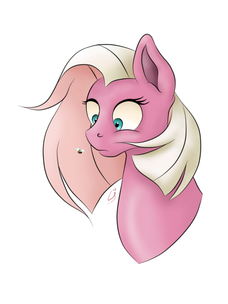 Size: 3096x4128 | Tagged: safe, artist:lennystendhal13, derpibooru import, fuchsia frost, bee, insect, pony, bust, friendship student, high res, image, png, portrait, simple background, solo, transparent background