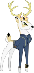 Size: 2640x5600 | Tagged: safe, artist:ponygamer2020, derpibooru import, idw, king aspen, deer, fallout equestria, spoiler:comic, spoiler:comic27, spoiler:comic28, clothes, fallout, horn, horn ring, idw showified, image, jewelry, jumpsuit, male, pipboy, png, ring, show accurate, simple background, solo, stag, the root of the problem, transparent background, vault suit, vector