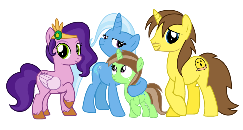 Size: 2016x1080 | Tagged: safe, artist:grapefruit-face, derpibooru import, pipp petals, trixie, oc, oc:grapefruit face, oc:limey lulamoon, pony, unicorn, base used, canon x oc, female, g5, grapepipixie, grapexie, image, looking at you, male, offspring, parent:oc:grapefruit face, parent:trixie, parents:canon x oc, parents:grapexie, png, shipping, show accurate, simple background, straight, transparent background