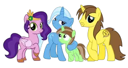 Size: 2016x1080 | Tagged: safe, artist:grapefruit-face, derpibooru import, pipp petals, trixie, oc, oc:grapefruit face, oc:limey lulamoon, pony, unicorn, base used, canon x oc, female, g5, grapepipixie, grapexie, image, looking at you, male, offspring, parent:oc:grapefruit face, parent:trixie, parents:canon x oc, parents:grapexie, png, shipping, show accurate, simple background, straight, transparent background