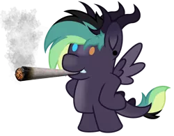 Size: 3200x2500 | Tagged: safe, artist:ponkus, derpibooru import, oc, oc:party trigger, original species, pony, androgynous, drug use, drugs, galaxy beast, image, joint, marijuana, meme, png, smoking, solo