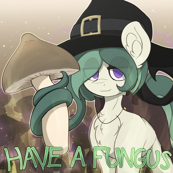 Size: 3999x3999 | Tagged: safe, artist:czu, derpibooru import, oc, oc:coven, unofficial characters only, chest fluff, ear fluff, eye clipping through hair, hat, image, mushroom, png, witch hat