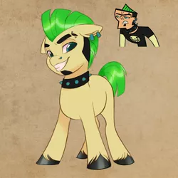 Size: 2048x2048 | Tagged: safe, artist:artharuhi, derpibooru import, ponified, earth pony, human, pony, choker, collar, duncan, ear piercing, earring, image, jewelry, jpeg, looking at you, piercing, solo, spiked choker, total drama, total drama island