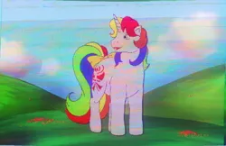 Size: 1224x792 | Tagged: safe, artist:kittyliladoptshop, windy (g1), pony, unicorn, bow, female, g1, image, jpeg, solo, tail bow