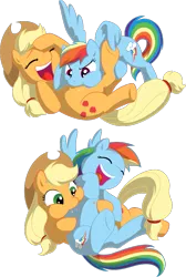 Size: 573x853 | Tagged: safe, artist:chaoskomori, artist:fehlung, derpibooru import, edit, editor:fauli1221, vector edit, applejack, rainbow dash, earth pony, pegasus, pony, .svg available, appledash, cute, dashabetes, derpibooru exclusive, duo, duo female, eyes closed, female, hoof tickling, image, jackabetes, laughing, lesbian, lying down, on back, open mouth, open smile, png, puffy cheeks, raspberry, shipping, simple background, smiling, spread wings, tickle fight, tickling, tongue out, transparent background, tummy buzz, vector, wing hands, wings