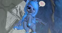 Size: 4000x2119 | Tagged: safe, derpibooru import, oc, oc:musicora melody, pegasus, bikini, clothes, ice, image, open mouth, open pony, pegasus oc, png, ribbon, second life, speech bubble, swimsuit, unshorn fetlocks, wings