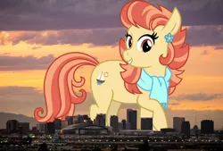 Size: 1024x691 | Tagged: safe, artist:cheezedoodle96, artist:thegiantponyfan, derpibooru import, edit, aunt holiday, earth pony, pony, arizona, clothes, ear piercing, earring, female, giant pony, giant/macro earth pony, giantess, highrise ponies, image, irl, jewelry, jpeg, macro, mare, mega giant, phoenix (city), photo, piercing, ponies in real life, scarf