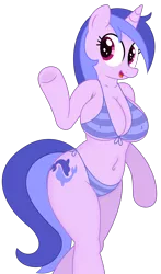 Size: 2828x4804 | Tagged: suggestive, artist:an-tonio, artist:thatusualguy06, derpibooru import, sea swirl, seafoam, anthro, semi-anthro, unicorn, .svg available, arm hooves, belly button, big breasts, bikini, breasts, busty seafoam, clothes, female, high res, image, png, simple background, solo, solo female, swimsuit, transparent background, vector