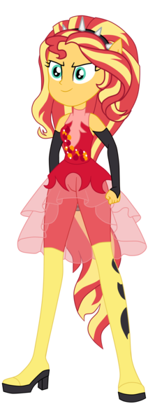Size: 1700x4599 | Tagged: safe, artist:gmaplay, derpibooru import, sunset shimmer, cheer you on, equestria girls, equestria girls series, spoiler:eqg series (season 2), boots, clenched fist, clothes, evening gloves, fingerless elbow gloves, fingerless gloves, gloves, image, leader, long gloves, magic, png, ponied up, shoes, simple background, sleeveless, solo, spiked hairband, translucent skirt, transparent background, tunic