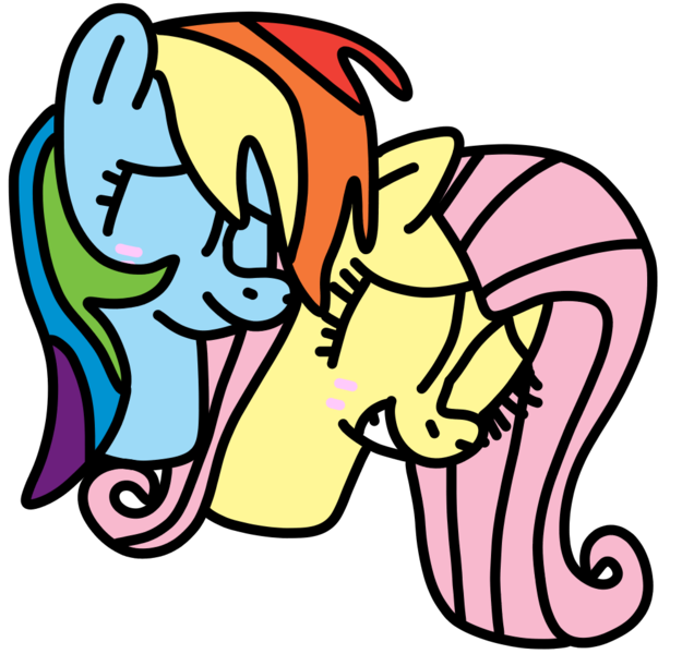 Size: 1000x960 | Tagged: safe, artist:jadeharmony, derpibooru import, fluttershy, rainbow dash, pegasus, pony, blushing, cute, dashabetes, duo, eyes closed, female, flutterdash, grin, image, lesbian, mare, png, shipping, shyabetes, simple background, smiling, transparent background