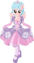 Size: 1735x3142 | Tagged: safe, artist:avchonline, cozy glow, pegasus, semi-anthro, bipedal, blushing, canterlot royal ballet academy, clothes, cozybetes, curtsey, cute, disney, disney princess, dress, female, gloves, hoof shoes, image, jewelry, long gloves, looking at you, necklace, pantyhose, png, princess, princess shoes, princess sofia, regalia, shoes, simple background, smiling, smiling at you, sofia the first, solo, solo female, spread wings, tiara, timid, transparent background, wings