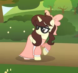 Size: 1751x1653 | Tagged: safe, artist:darbypop1, derpibooru import, oc, oc:darby, alicorn, pony, bow, clothes, dress, female, glasses, hair bow, image, mare, png, solo