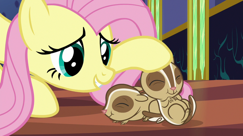 Size: 1280x720 | Tagged: safe, derpibooru import, screencap, fluttershy, chipmunk, pegasus, pony, every little thing she does, season 6, ^^, animal, cute, daaaaaaaaaaaw, eyes closed, female, hnnng, image, mare, petting, png, shyabetes, solo, too cute