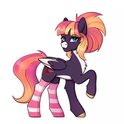 Size: 1920x1920 | Tagged: safe, artist:tanatos, derpibooru import, oc, oc:sunrise virture, unofficial characters only, pegasus, clothes, image, jpeg, simple background, socks, solo, striped socks, white background