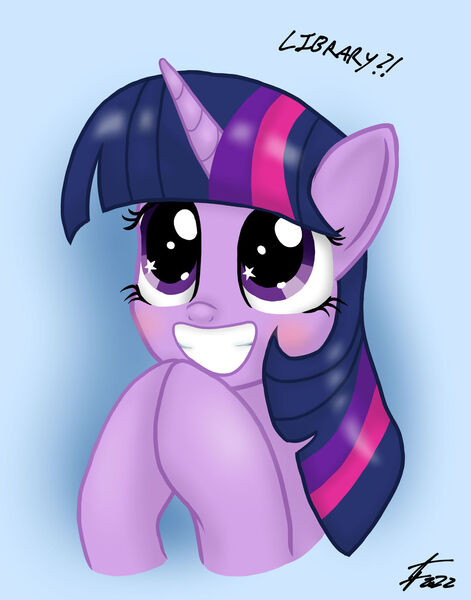 Size: 1280x1630 | Tagged: safe, artist:lennondash, derpibooru import, twilight sparkle, pony, blushing, book, bust, cute, excited, exclamation point, female, grin, hooves together, image, jpeg, looking up, mare, question mark, simple background, smiling, solo, text, that pony sure does love books, twiabetes, wingding eyes